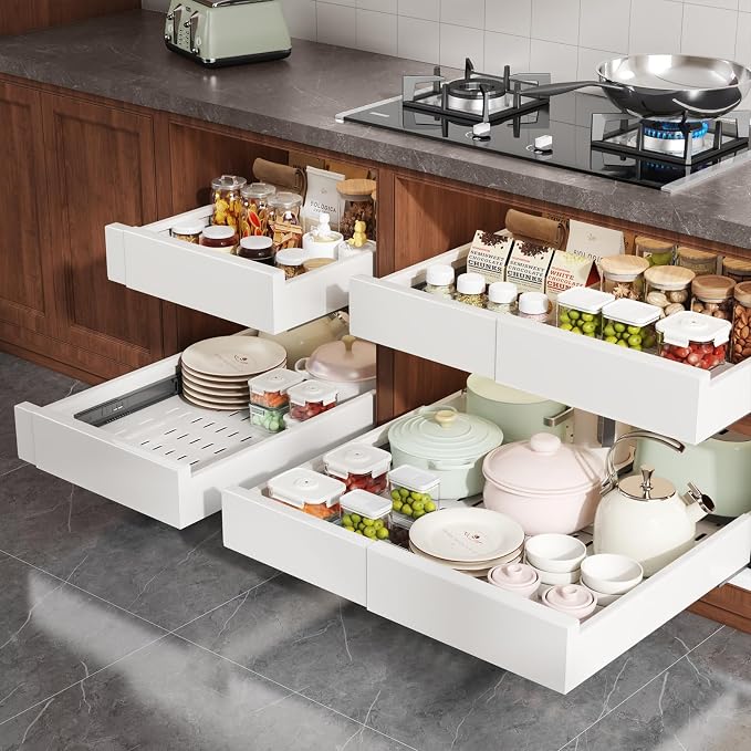 2 Pack Pull Out Cabinet Organizer Expandable Width and Depth, Slide Out Drawers - Image 7