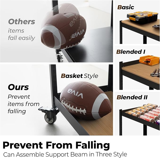 HOMEDANT House 5-Tier Metal Boltless Rolling Cart Shelf Rack Casters Heavy Duty - Image 9