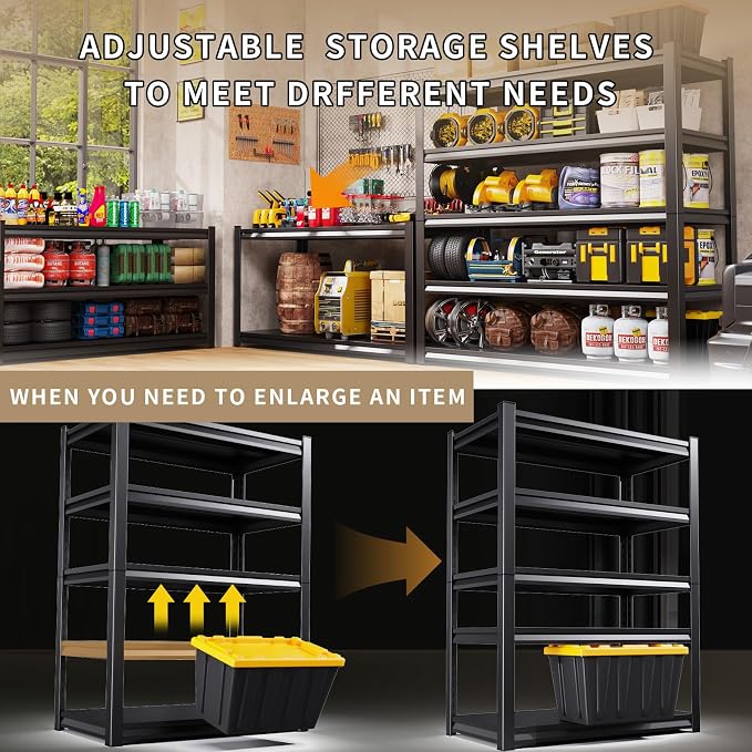 72" H/59 W Garage Shelving Heavy Duty Storage Shelves Adjustable Garage Shelves - Image 6
