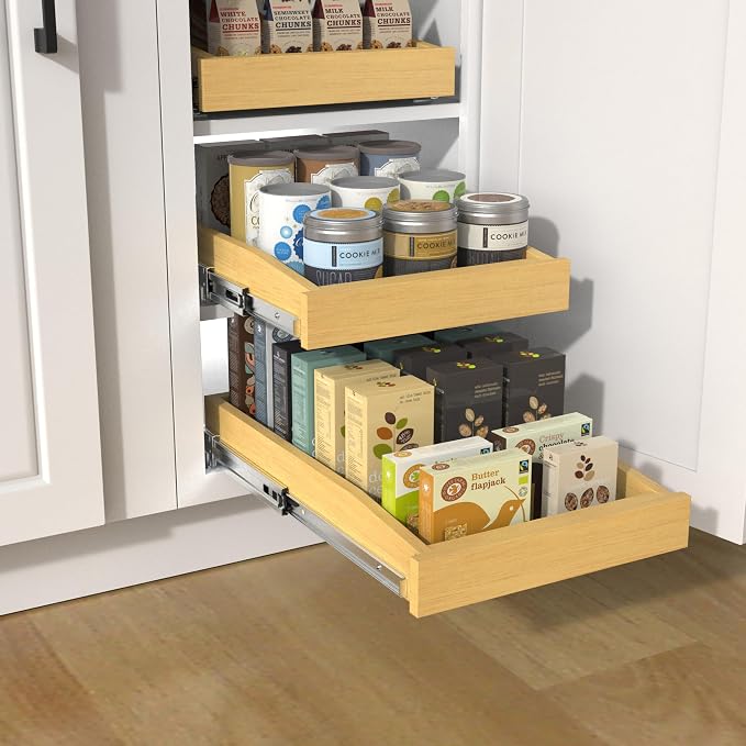 Wooden Pull out Cabinet Organizer 17" W x 21" D x 3.35" H, Heavy Duty Slide Out - Image 8