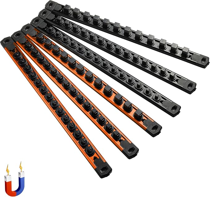 ALOANES 6-Piece Magnetic Socket Organizer, Heavy Duty Aluminum Socket Rails by Aloanes