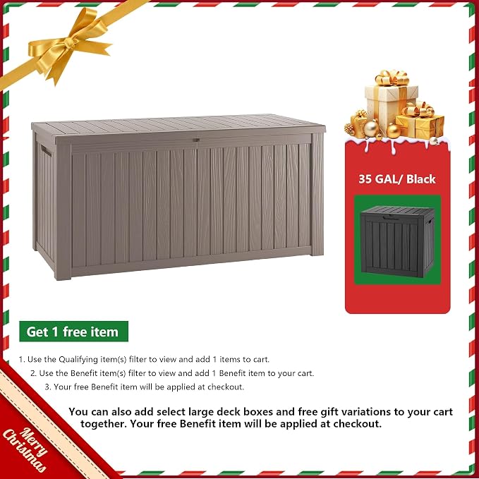 TARKARI 150 Gallon Lockable Resin Deck Box, Waterproof & UV-Resistant Outdoor - Image 2