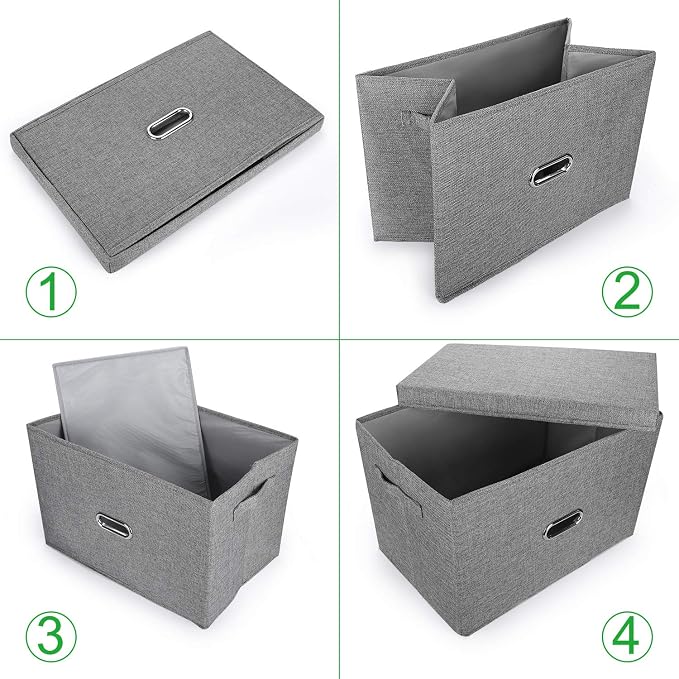 Large Linen Collapsible Storage Bins - Image 3