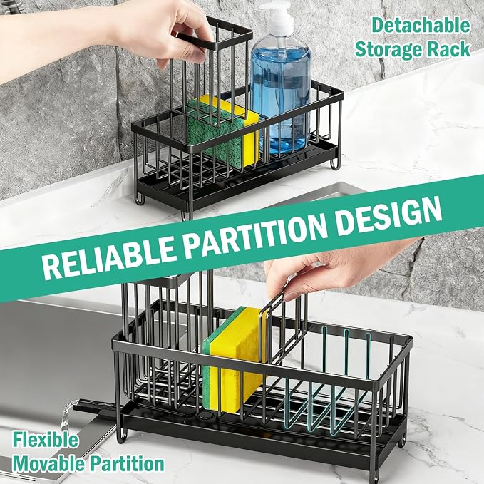 Sponge Holder for Kitchen Sink: 4 Pack Sink Caddy Organizer Complete - Image 3