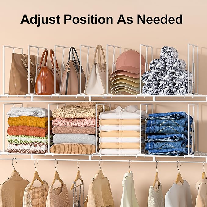 Wire Shelf Dividers for Closet: Tall 12 Pack 12-Inch Deep Adjustable Organizer - Image 5