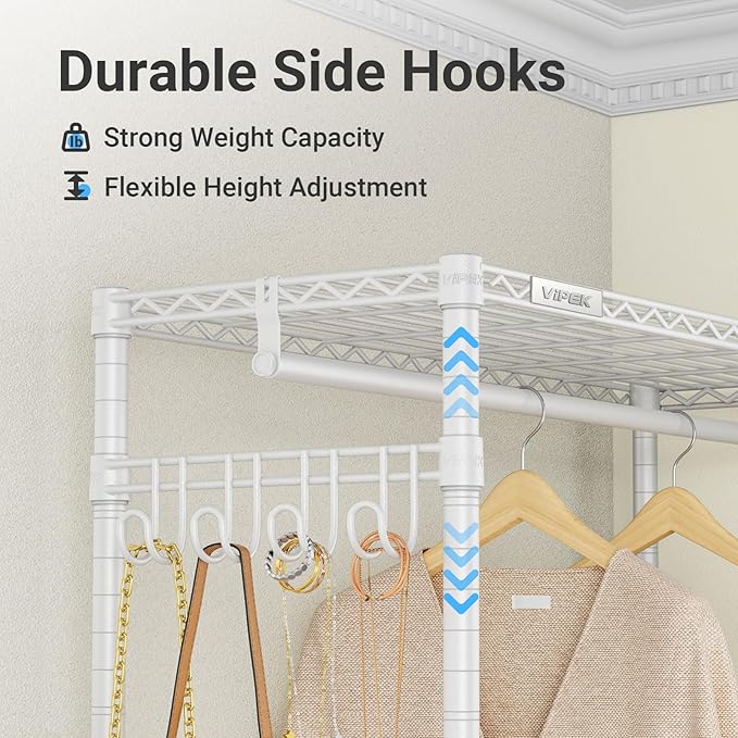 VIPEK R2 Medium Heavy Duty Clothes Rack Rolling Clothing Rack Adjustable Metal - Image 5