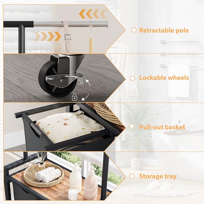 GarveeHome Rolling Laundry Cart - Image 5