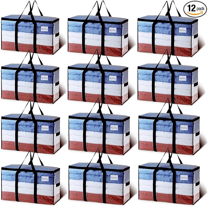 TAILI Extra Large Moving Bags, 12 Pack Clear Heavy Duty Totes by TAILI