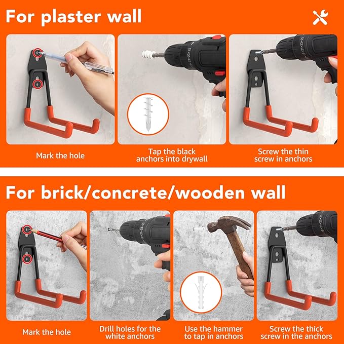42 Pack Garage Hooks with Anti-Slip Coating Heavy Duty Wall Mount Hooks - Image 4