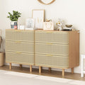ORRD 3 Drawer Dresser Set of 2, Modern Iron Rattan Cabinet Dresser by ORRD