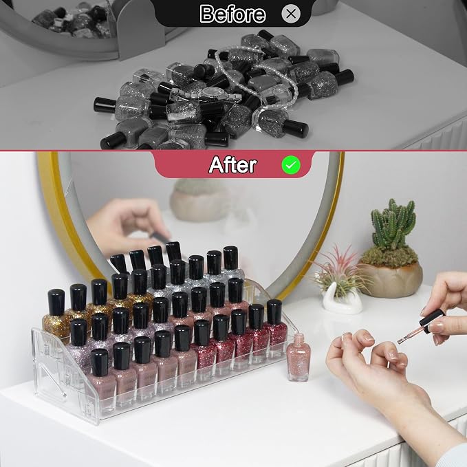 5-Tier Clear Acrylic Nail Polish Storage, Holds 40-80 Bottles, Sunglasses - Image 4