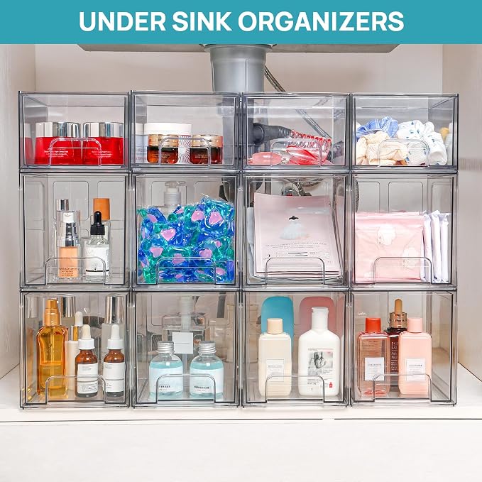 Vtopmart 6 pack Stackable Storage Drawers, 6.6''Tall Acrylic Bathroom Makeup - Image 8
