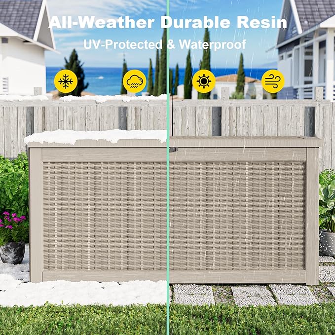 320 Gallon Outdoor Deck Box, Storage Lockable Waterproof Patio Furniture - Image 6