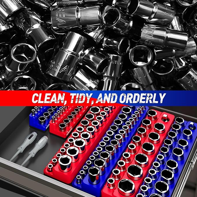 1/2 Inch Magnetic Socket Organizer, Holds 35 Pcs Standard Sockets - Image 6