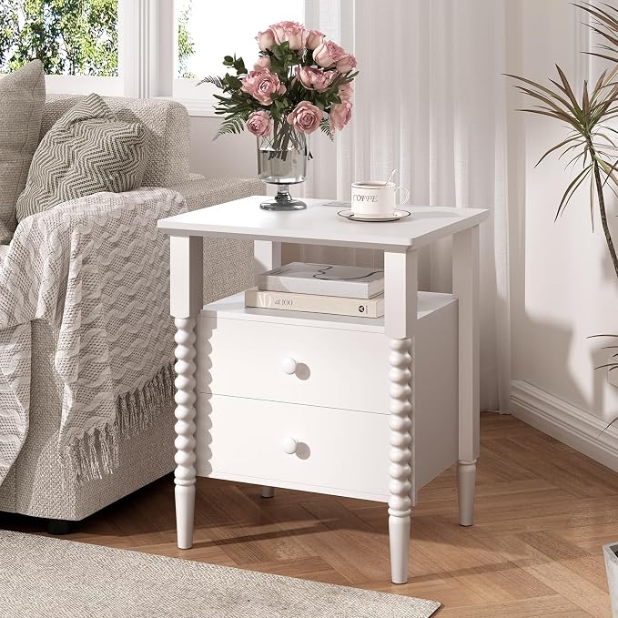 White Night Stand Set 2, Vintage Nightstand - Image 7
