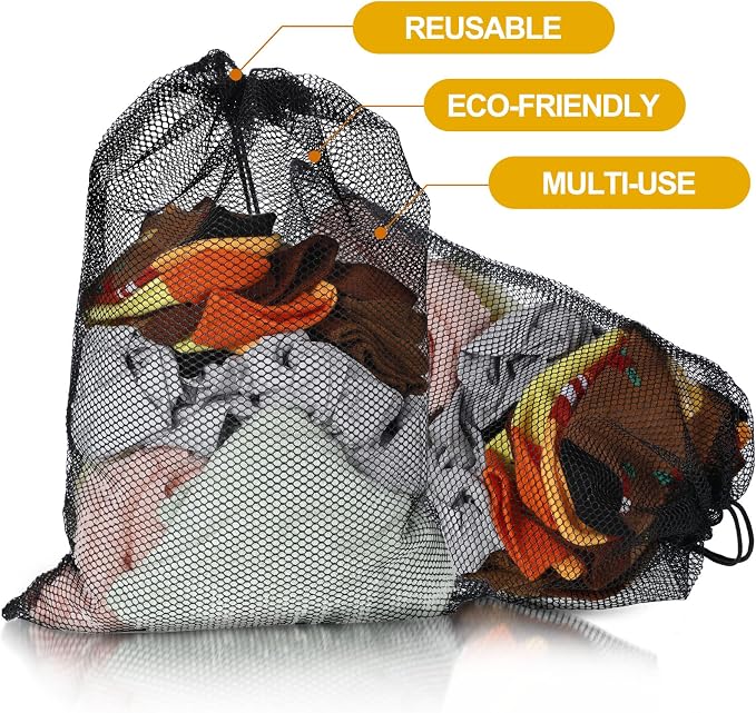 TecUnite 10 Pcs Mesh Bags Drawstring Laundry Bags Large Nylon Mesh Gift - Image 4
