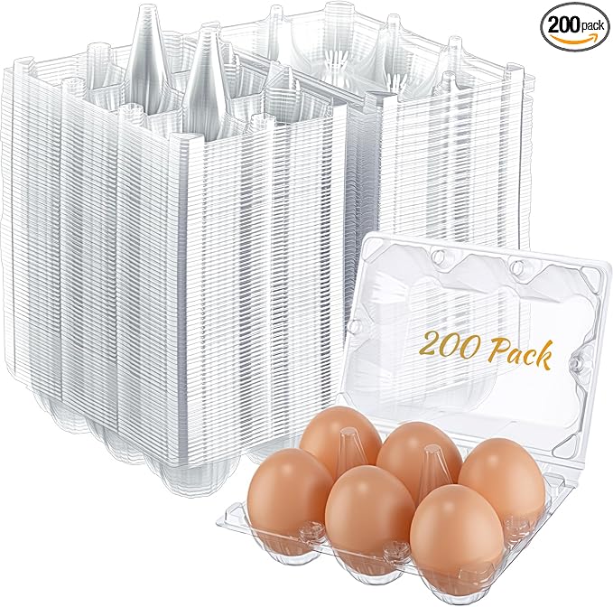 Zubebe 200 Pieces Clear Egg Cartons Plastic Egg Cartons Bulk Empty Chicken Egg by Zubebe