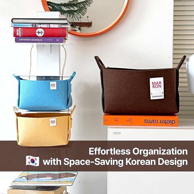 Collapsible Felt APRICOT Storage Bin Medium 11"x7.1"x7.1" – Foldable Basket - Image 7