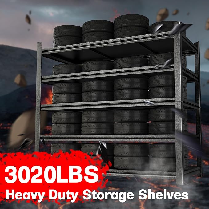 Metal Garage Shelving Unit, Heavy Duty 5-Tier Adjustable Storage Rack, Steel - Image 4