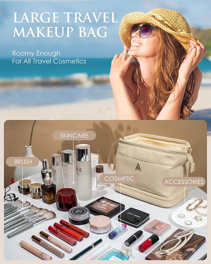 Wedding Gift Initial Makeup Bag, Personalized Double Layer Cosmetic Bag - Image 2