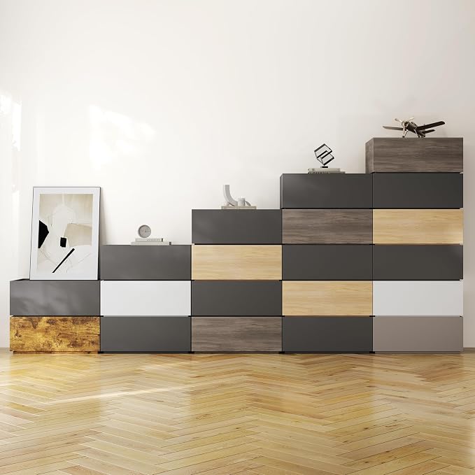 Modern Nightstand Modular Stackable Drawers Modular Storage Bedroom Furniture - Image 6