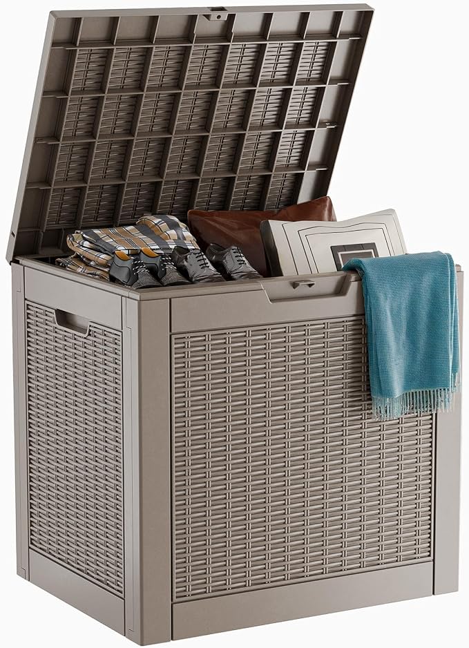 31 Gallon Outdoor Deck Box, Storage Lockable Waterproof Patio Furniture by MAIUSCOLI