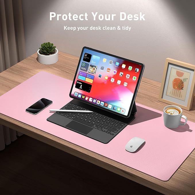 Aothia Leather Desk Pad Protector, Office Desk Mat, Large Mouse Pad, Non-Slip - Image 3