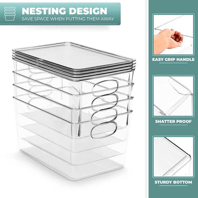 Sorbus Large Clear Plastic Storage Bins - Image 6