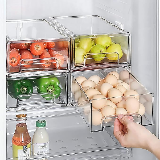 Mano 2Pack Clear Fridge Drawers Pull Out Stackable Refrigerator Drawer - Image 2