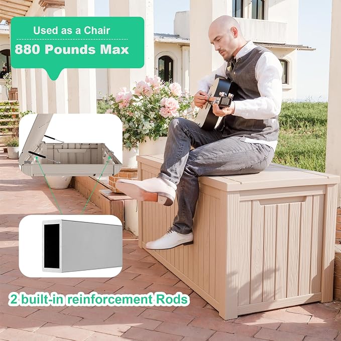 180 Gallon Large Deck Box, Resin Outdoor Storage Box - Image 2