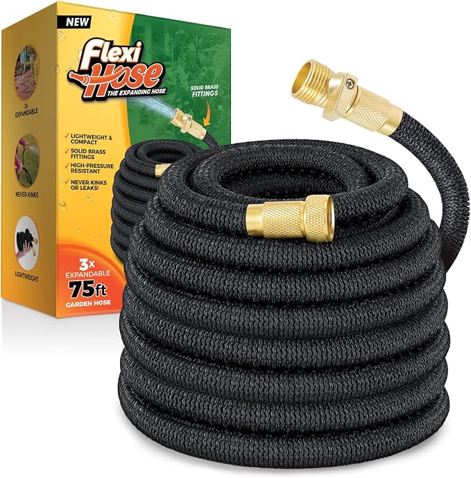 Flexi Hose Lightweight Expandable Garden Hose, 75FT -Retractable Garden Hose by FlexiHose