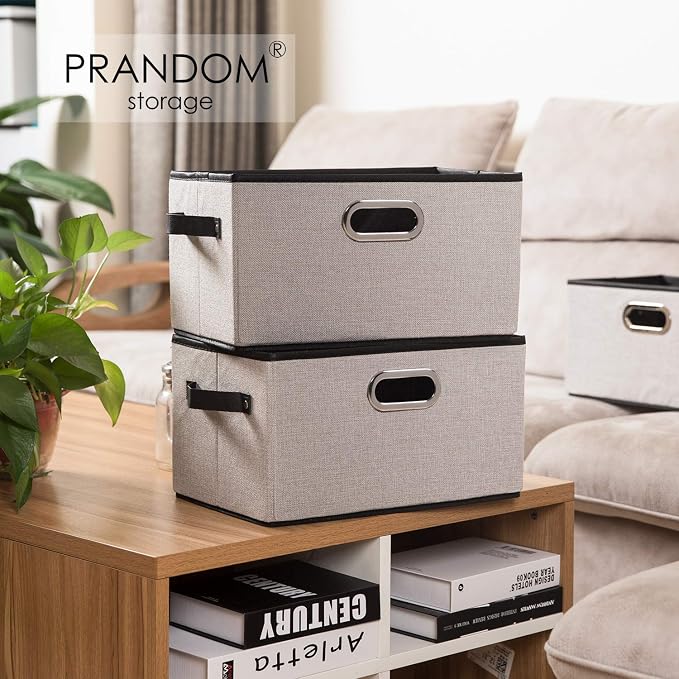PRANDOM Fodable Storage Bins for Closet Decorative Fabric Storage Baskets Cubes - Image 2