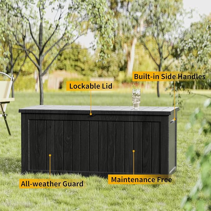 270 Gallon Resin Deck Box, Waterproof Outdoor Storage Box - Image 8