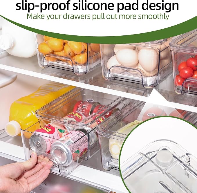 Large Fridge Organizer Drawers, 4 Pack Stackable Fruit and Vegetable Storage - Image 6