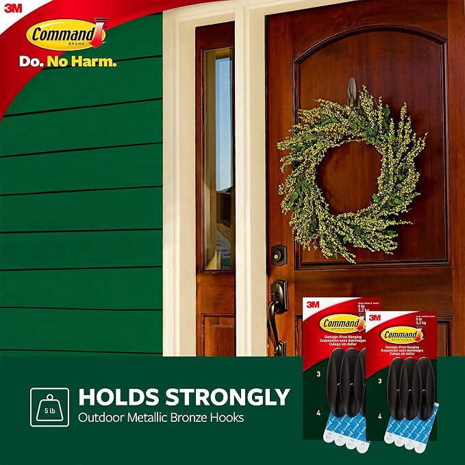 Command Outdoor Large Hooks, Holds up to 5 lbs, Damage Free Hanging Wall Hooks - Image 4