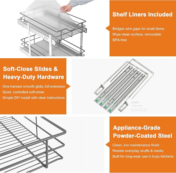 ALINE FURNITURE 2-Tier Pull Out Cabinet Organizer - Image 4