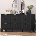 Fluted Black Dresser for Bedroom, 9 Drawer Dresser for Closet, TV Stand by Thacuok