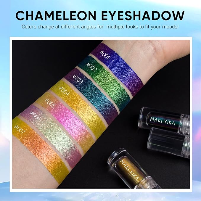 MAKI YIKA Glitter Eyeshadow Silver Liquid Multichrome Eyeshadows Long Lasting - Image 6