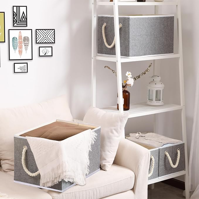 Yawinhe Collapsible Storage Bins 3-Pack, Large Fabric Baskets - Image 2