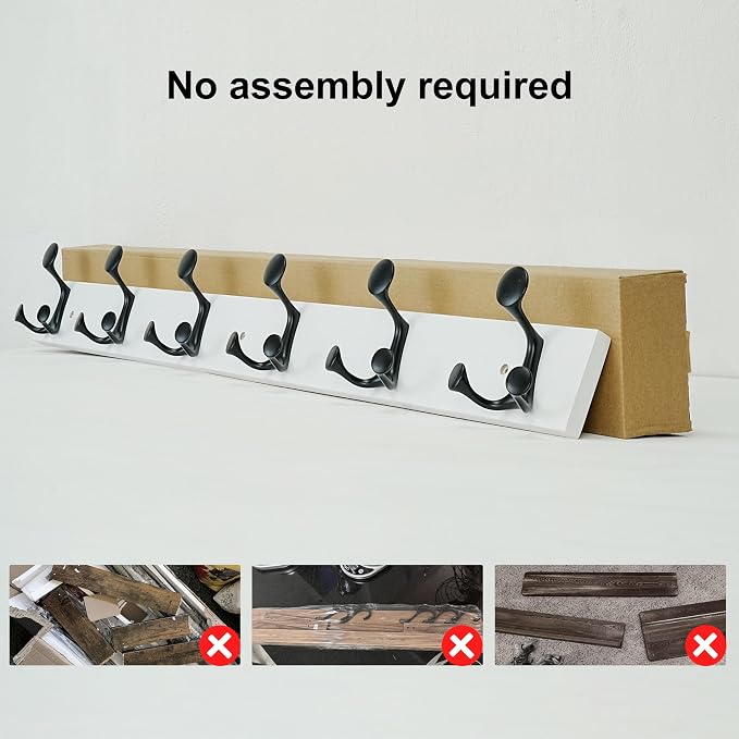 SKOLOO 39-Inch White Wood Coat Rack Wall Mount - Image 5