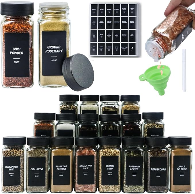 24Pcs Spice Jars Containers by JARXSUN
