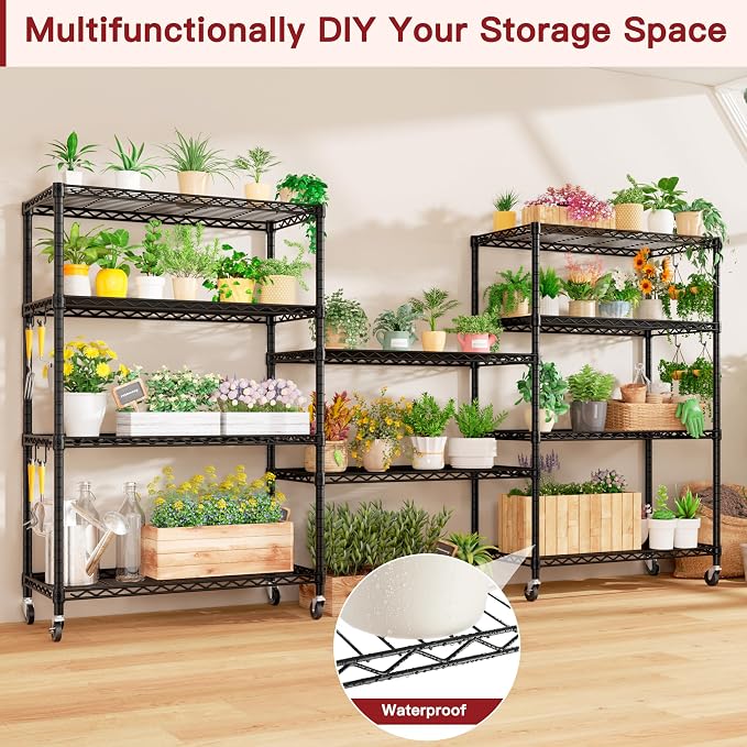 PrimeZone 2 Packs 36" W x 16" D x 79" H Wire Storage Shelves - Image 6