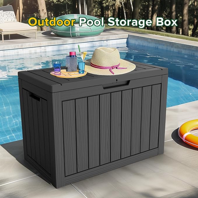 45 Gallon Resin Deck Box, Lockable Patio Outdoor Storage Box - Image 2