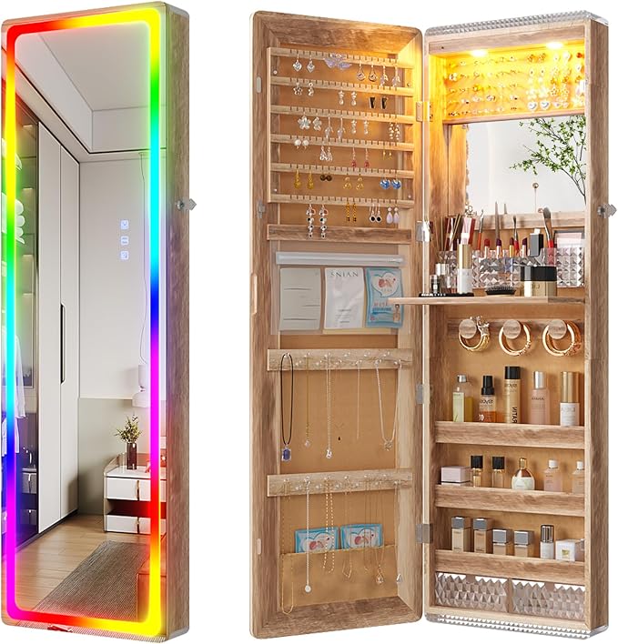 HNEBC LED Mirror Jewelry Cabinet - Image 4