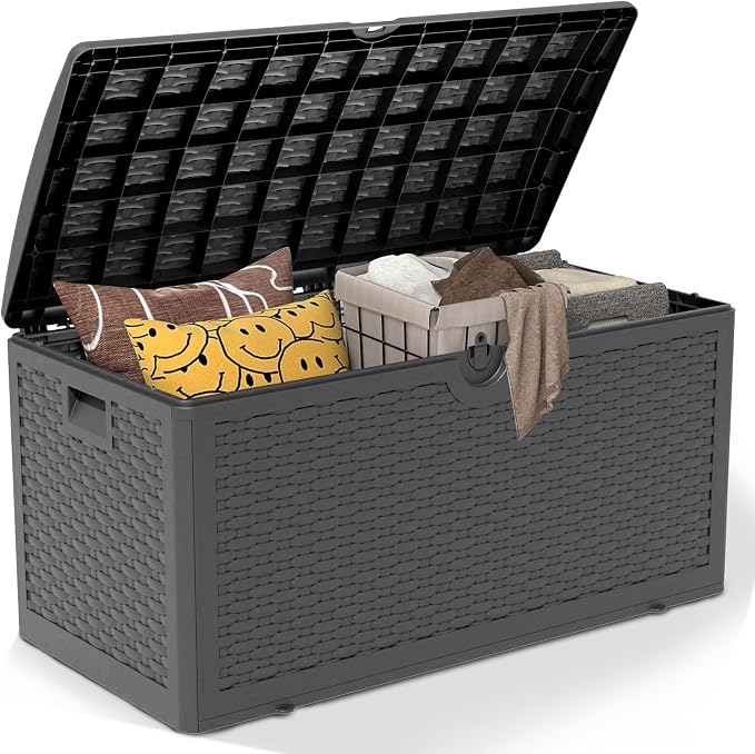 80 Gallon Pro Resin Deck Box, Waterproof Outdoor Storage Bin by Unknown