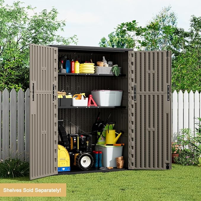 KINYING Outdoor Vertical Storage Shed, 57 Cu.ft Outdoor Storage Cabinet - Image 6