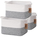 COMFY-HOMI 3-Pack Cotton Rope Woven Rectangular Basket by COMFY-HOMI