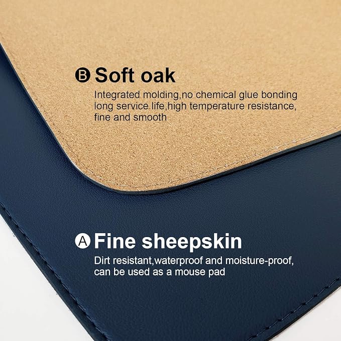 DAWNTREES Dual Sided Desk Mat, Leather Desk Pad, Cork Desk Mat Protector - Image 4
