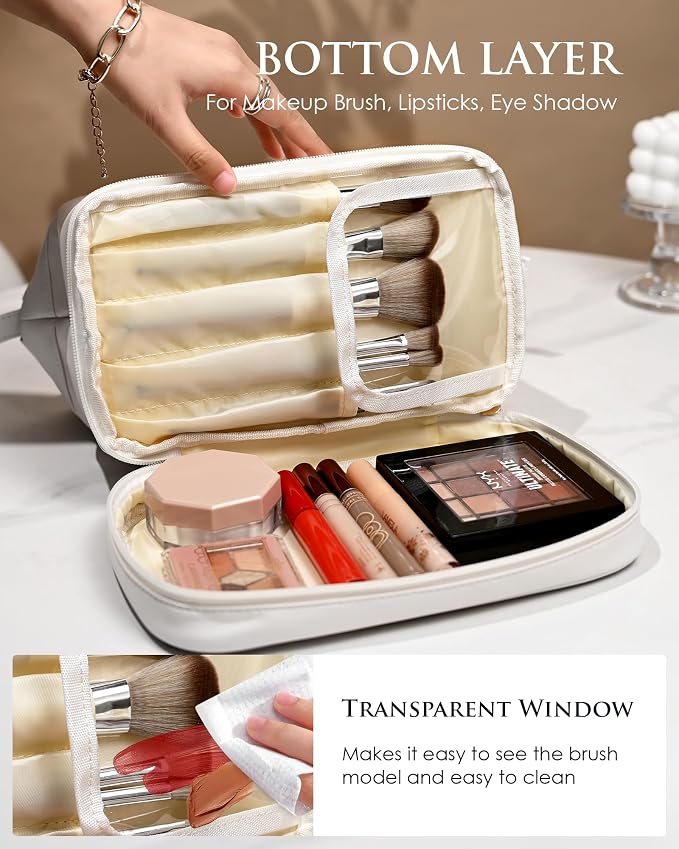 Girlfriend Gifts: Personalized Makeup Bag, Initial Double Layer Cosmetic Bag - Image 5