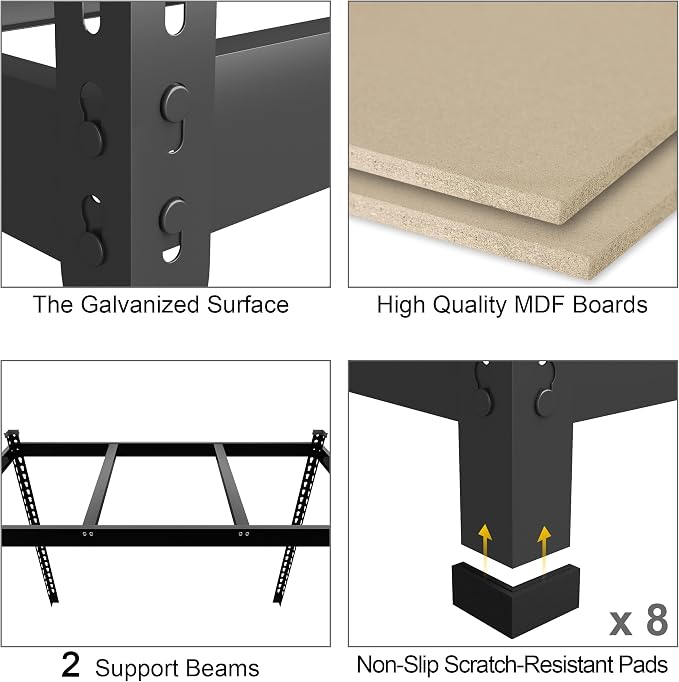 PrimeZone 48" W x 24" D x 72" H Heavy Duty Storage Shelves, 5 Tier Adjustable - Image 4